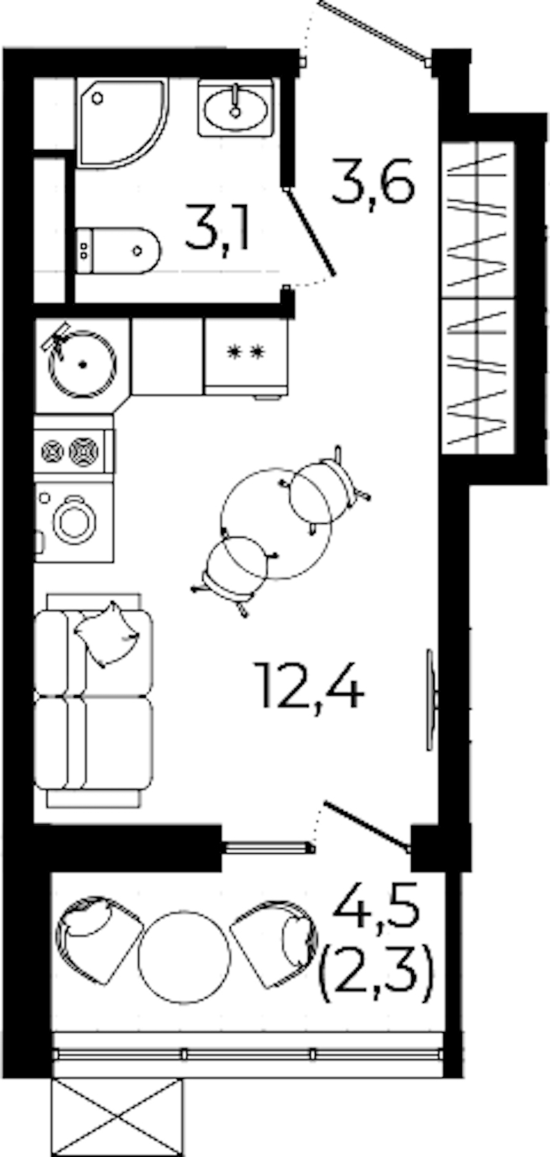 Квартира студия 21.4 м², 3/12 эт., ЖК «А101 Всеволожск»